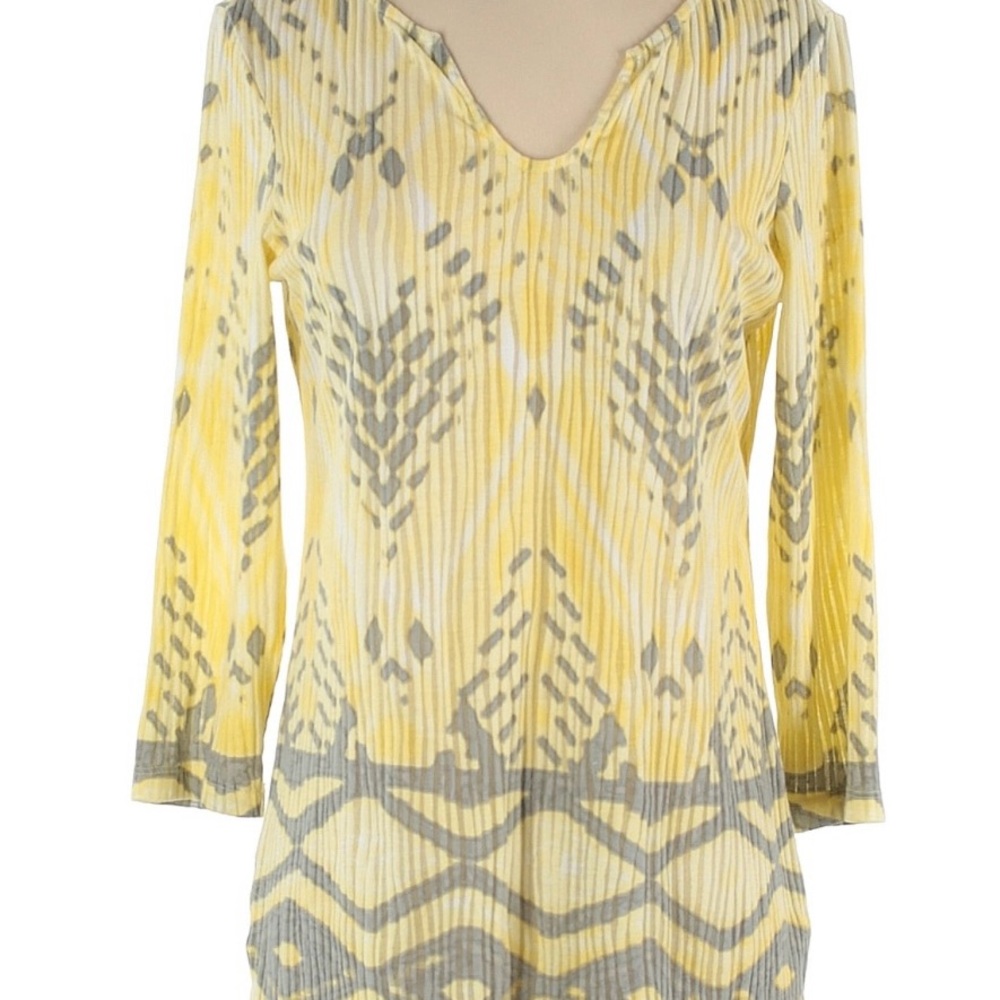 Chico's Gold Ribbed 3/4 Sleeve Tunic
